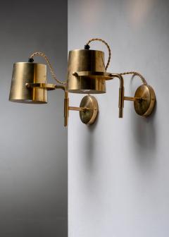 Pair of adjustable brass wall lamps - 4825303