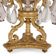 Pair of antique 19th Century French gilt bronze and crystal candelabra - 1666783