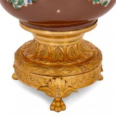 Pair of antique Chinese caf au lait porcelain and ormolu vases - 3310379