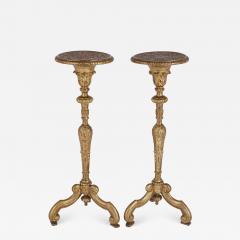 Pair of antique French giltwood torch re stands - 2074549