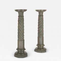 Pair of antique French marble column pedestals - 2459836