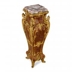 Pair of antique French marble ormolu and marquetry pedestals - 4247610