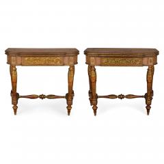 Pair of antique French ormolu games tables - 4380523