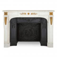 Pair of antique French ormolu mounted marble fireplaces with cast iron insets - 3437701