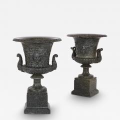 Pair of antique Italian serpentine marble vases - 3360344