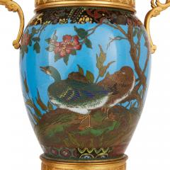 Pair of antique Japanese cloisonn enamel vases with French ormolu mounts - 3811822