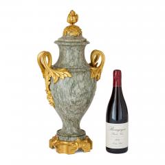 Pair of antique Louis XVI style green marble and gilt bronze vases - 4187242