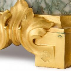 Pair of antique Louis XVI style green marble and gilt bronze vases - 4187243