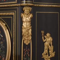 Pair of antique Napoleon III style ebonised wood and pietra dura cabinets - 4230936