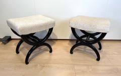 Pair of antique Stools Ebonized Beech Wood Creme Fabric France circa 1820 - 2781600