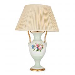 Pair of antique porcelain vase form lamps with floral decoration - 2975352