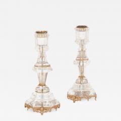Pair of antique silver mounted rock crystal candlesticks - 2638854