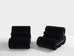 Pair of armchairs by Auro Trivellato for A L I black velvet 1972 - 4245082