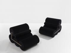 Pair of armchairs by Auro Trivellato for A L I black velvet 1972 - 4245084
