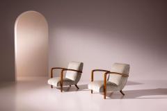 Pair of armchairs in ash and upholstered fabric Italian manufacture 1950s - 4473214