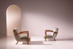 Pair of armchairs in ash and upholstered fabric Italian manufacture 1950s - 4473217
