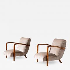 Pair of armchairs in ash and upholstered fabric Italian manufacture 1950s - 4475522