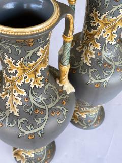 Pair of art nouveau Mettlach pottery vases with incised markings to underside - 2621483