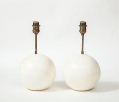 Pair of ball shaped plaster table lamps by Facto Atelier Paris France 2020 - 1968686