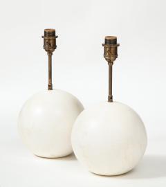 Pair of ball shaped plaster table lamps by Facto Atelier Paris France 2020 - 1968688