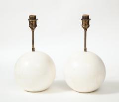 Pair of ball shaped plaster table lamps by Facto Atelier Paris France 2020 - 1968690