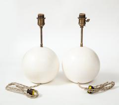 Pair of ball shaped plaster table lamps by Facto Atelier Paris France 2020 - 1968695