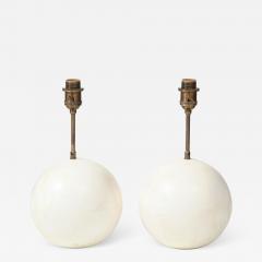 Pair of ball shaped plaster table lamps by Facto Atelier Paris France 2020 - 1970863