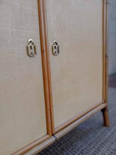 Pair of bamboo cabinets covered in raffia - 4572210