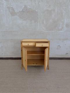 Pair of bamboo cabinets covered in raffia - 4572215