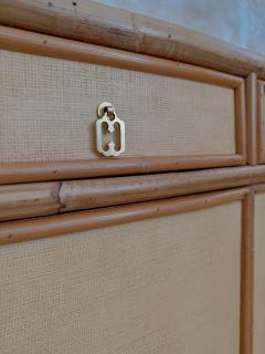 Pair of bamboo cabinets covered in raffia - 4572217