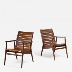 Pair of beech slat chairs - 1876481
