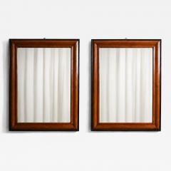 Pair of bicolor wood and ebonised wood mirrors XIXth c  - 4682902