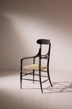 Pair of black lacquered Campanino armchairs Enzo Rotella Chiavari Italy 1950s - 3626932