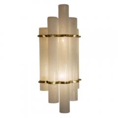 Pair of blown Murano glass tubes and brass wall lights - 4375133
