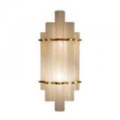 Pair of blown Murano glass tubes and brass wall lights - 4375141