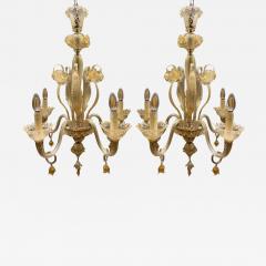 Pair of blown glass chandeliers Murano Italy circa 1970 - 3416201