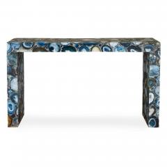 Pair of blue agate console tables - 3302766