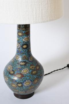 Pair of blue cloisonn bronze lamps XIXth c  - 4684567
