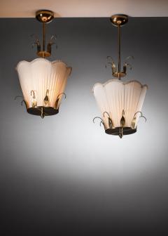 Pair of brass and fabric pendants - 4080984