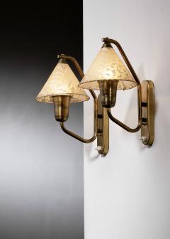 Pair of brass wall lamps - 4491279
