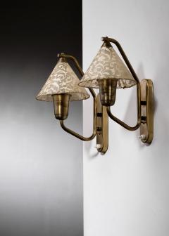 Pair of brass wall lamps - 4491280