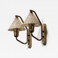 Pair of brass wall lamps - 4491356