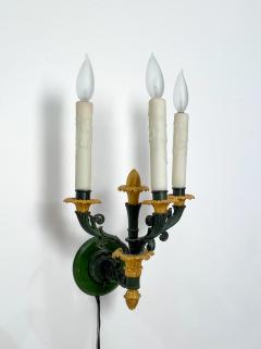 Pair of bronze and gilt bronze French Empire Style sconces circa 1920 - 1372702