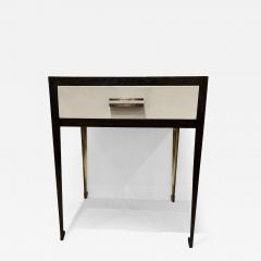 Pair of bronze and steel bedside tables with parchment panels  - 3334462