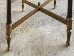 Pair of bronze pedestal tables with glass trays France 1960 - 1022883