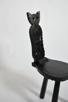 Pair of brutalist ebonised wood owl chairs 1960s  - 4695738