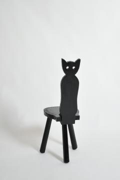 Pair of brutalist ebonised wood owl chairs 1960s  - 4695739