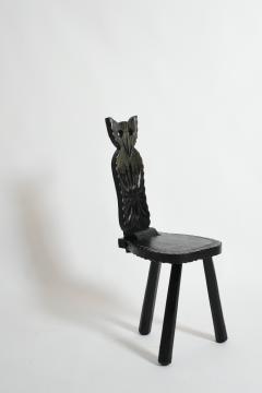 Pair of brutalist ebonised wood owl chairs 1960s  - 4695740