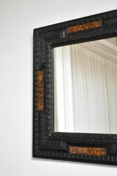 Pair of carved ebonised wood and trompe loeil turshell mirrors XIXth c  - 4684571