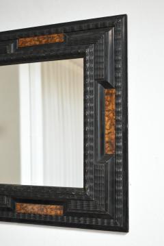 Pair of carved ebonised wood and trompe loeil turshell mirrors XIXth c  - 4684572